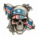 skull with korean flag tattoo design idea