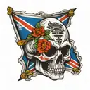 skull with korean flag tattoo design idea