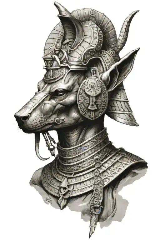 Anubis, desert and a medjay warrior tattoo design idea