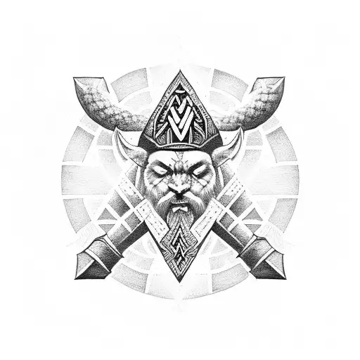 Diamond sun sea viking tattoo design idea