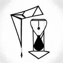 three-part hourglass made of triangles that is fused with a pendulum and an antique clock  tattoo design idea