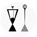 three-part hourglass made of triangles that is fused with a pendulum and an antique clock  tattoo design idea