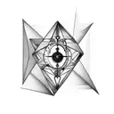 three-part hourglass made of triangles that is fused with a pendulum and an antique clock  tattoo design idea