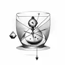 three-part hourglass made of triangles that is fused with a pendulum and an antique clock  tattoo design idea