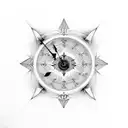 three-part hourglass made of triangles that is fused with a pendulum and an antique clock  tattoo design idea