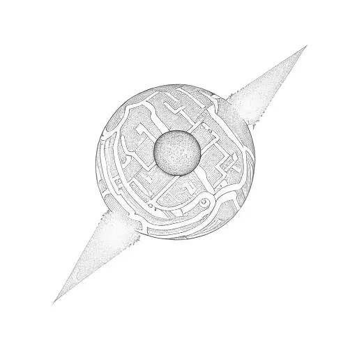 a spherical object on a black background tattoo design idea