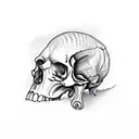 human skull with snake surrounded by flowers tattoo design idea