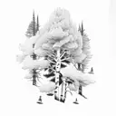 aspen tree and ponderosa pine tree on fire tattoo design idea