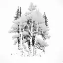 aspen tree and ponderosa pine tree on fire tattoo design idea