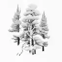 aspen tree and ponderosa pine tree on fire tattoo design idea