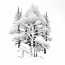 aspen tree and ponderosa pine tree tattoo design idea