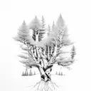 aspen tree and ponderosa pine tree tattoo design idea