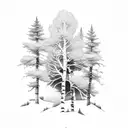 aspen tree and ponderosa pine tree tattoo design idea