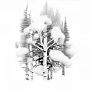 aspen tree and ponderosa pine tree tattoo design idea