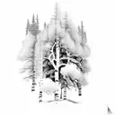 aspen tree and ponderosa pine tree tattoo design idea