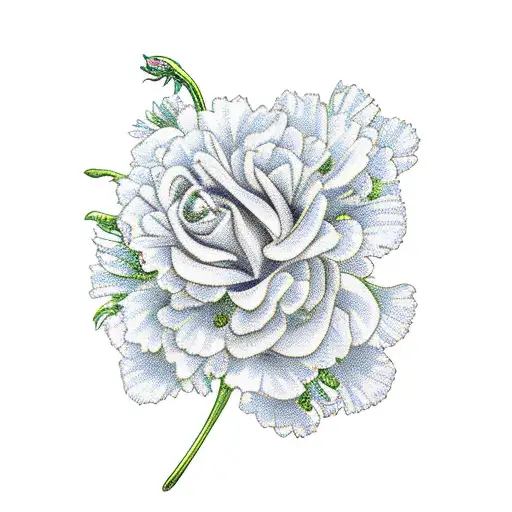 carnation, honeysuckle, rose, larkspur, Chrysanthemum tattoo design idea