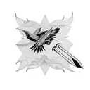 Itachi from Naruto work one-sided black kunai and 3 crows tattoo design idea