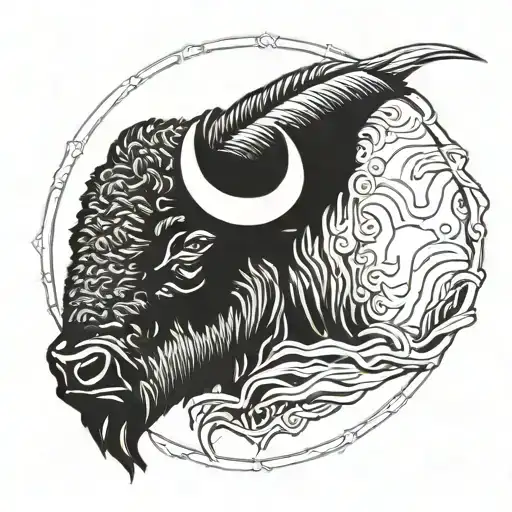 Bison head  tattoo design idea