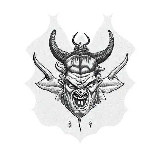Satan holds a sickle tattoo design idea