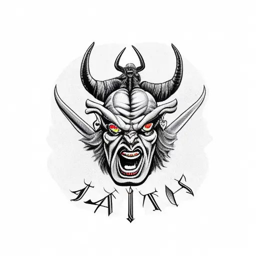 Satan holds a sickle tattoo design idea