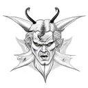 Satan holds a sickle tattoo design idea