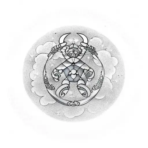 A Leo, Scorpio, and Gemini constellation merging with a Japanese Cherry tree tattoo design idea