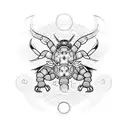 A Leo, Scorpio, and Gemini constellation merging with a Japanese Cherry tree tattoo design idea