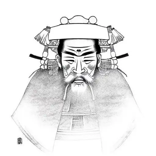 japanese samurai face tattoo design idea