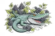 Alligator and Blackberries tattoo design idea