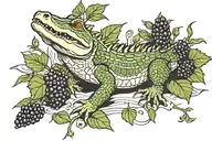 Alligator and Blackberries tattoo design idea