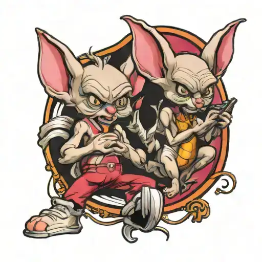 Pinky and the brain couples tattoo tattoo design idea