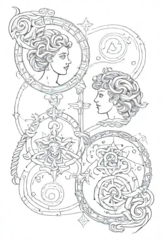 the zodiac symbols for Aries and Libra zodiac intertwined tattoo design idea