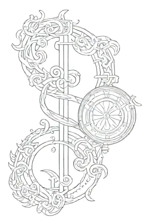 the symbols for Aries and Libra zodiac sign intertwined tattoo design idea