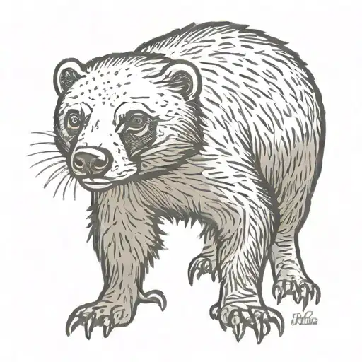animal honey badger tattoo design idea