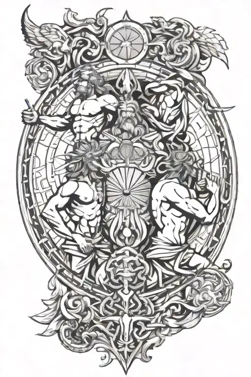 atlas and zeus y poseidon tattoo design idea