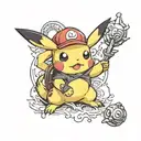 pikachu from pokemon with toad from mario brothers  tattoo design idea