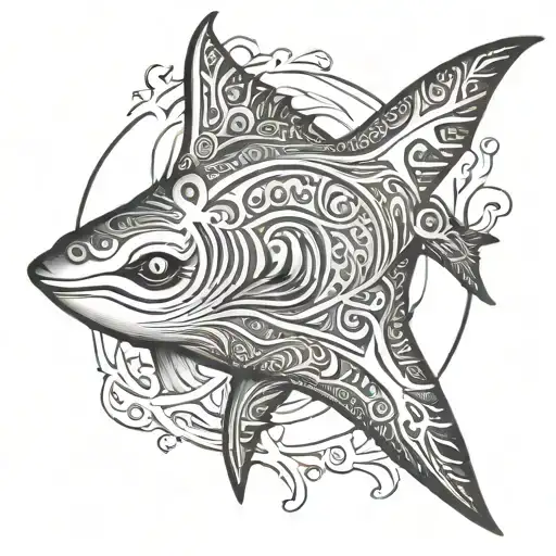 Manta, wulk, zee ruggengraat tattoo design idea