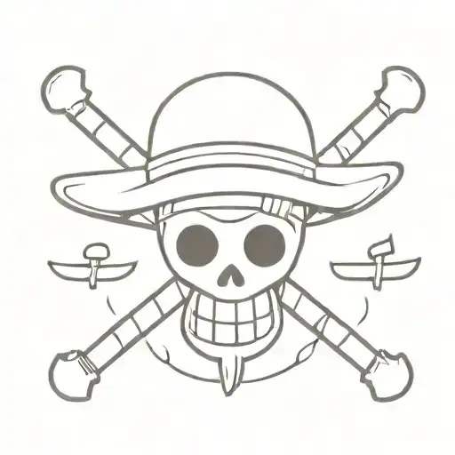 A minimalist tattoo design featuring the Straw Hat Pirates emblem from One Piece tattoo design idea