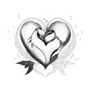 3 birds pulling heart  tattoo design idea