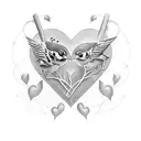 3 birds pulling heart  tattoo design idea
