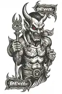 devil with pitchfork tattoo design idea