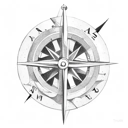 compass and anchor drawing