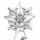 flower with cross, a tranacria inside a compass and anchor.  tattoo design idea