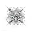 flower with cross, a tranacria inside a compass and anchor.  tattoo design idea