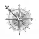 flower with cross, a tranacria inside a compass and anchor.  tattoo design idea