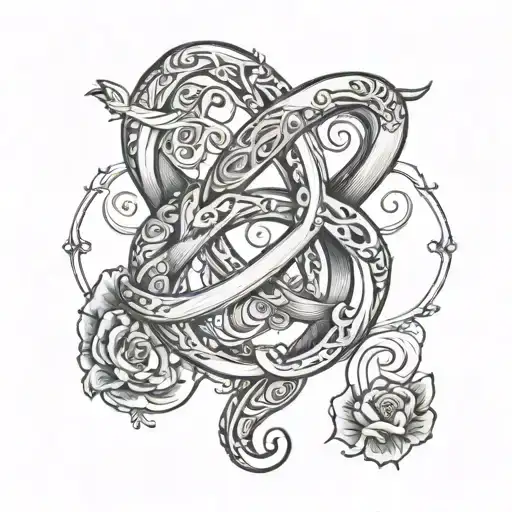 a memorial tattoo for my nana that passed away 07/15/23. an infinity sign with two breaks on the opposite sides of each  tattoo design idea