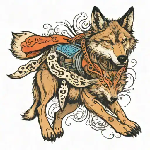 the wolf carries the hare tattoo design idea