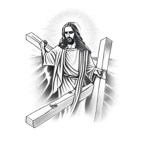 A new-school design of Jesus carrying the cross tattoo design idea