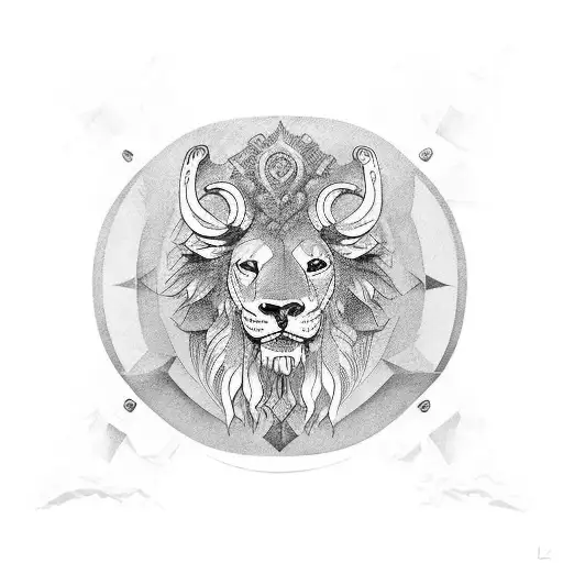 León y casco romano tattoo design idea