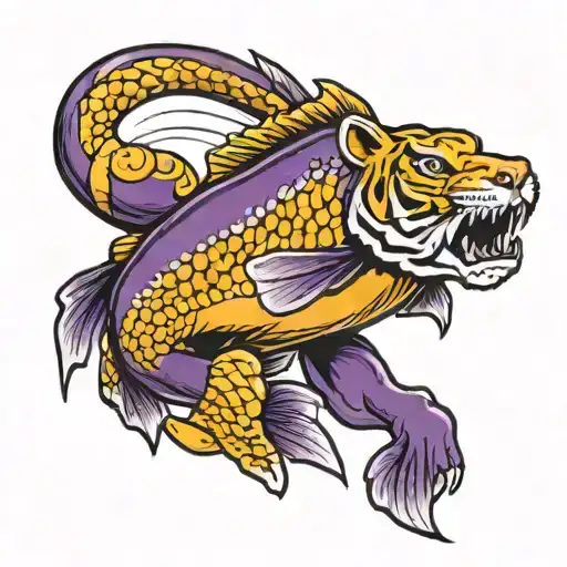 fishing, purple cancer, wrapped and lsu tigers tattoo design idea